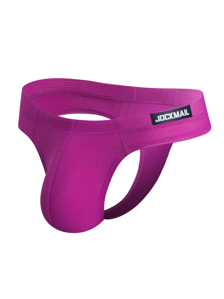 Men's Simple Breathable Mesh Pouch Thong & Strings
