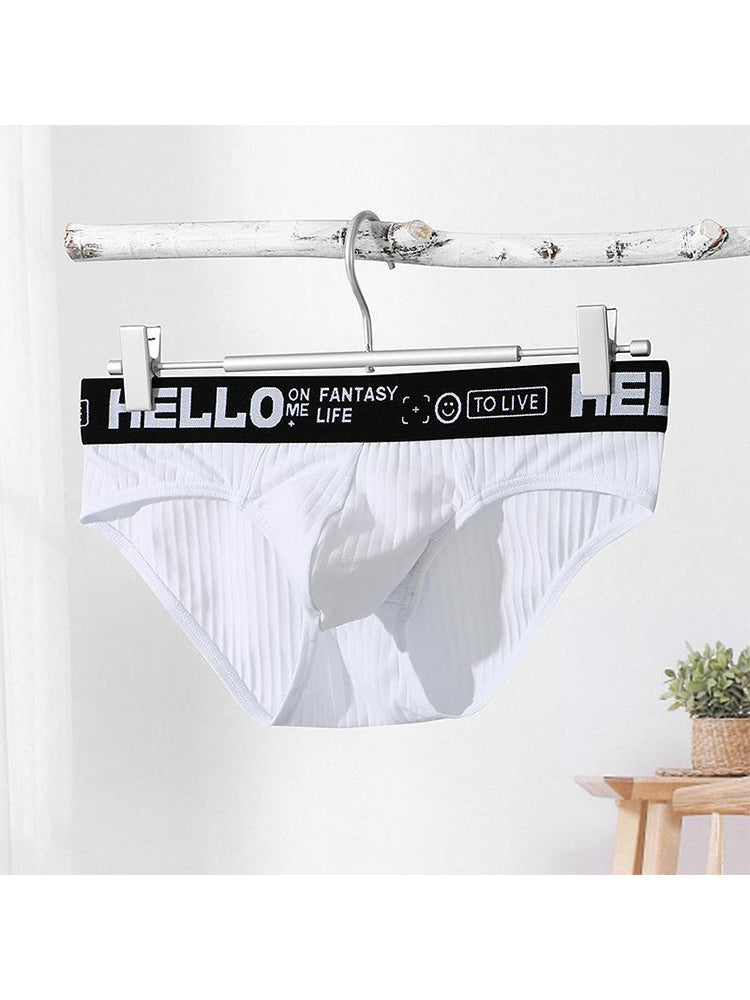 Men's Cotton Ribbed Breathable Briefs with 3D Pouch