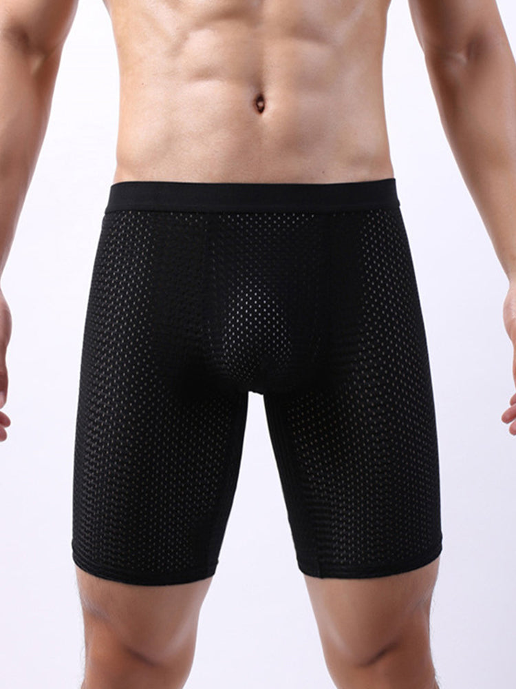 3 Pack Men’s Anti-chafing Mesh Long Boxer Briefs
