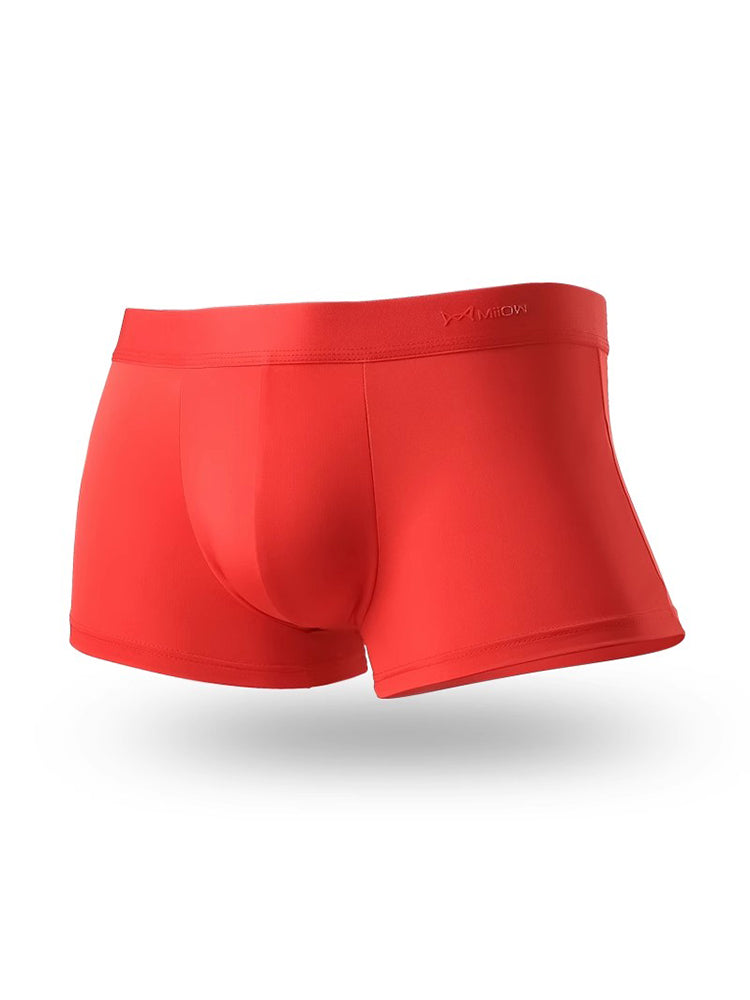 3 Pack Men's Ultra-thin Ice Silk Seamless Solid Trunks