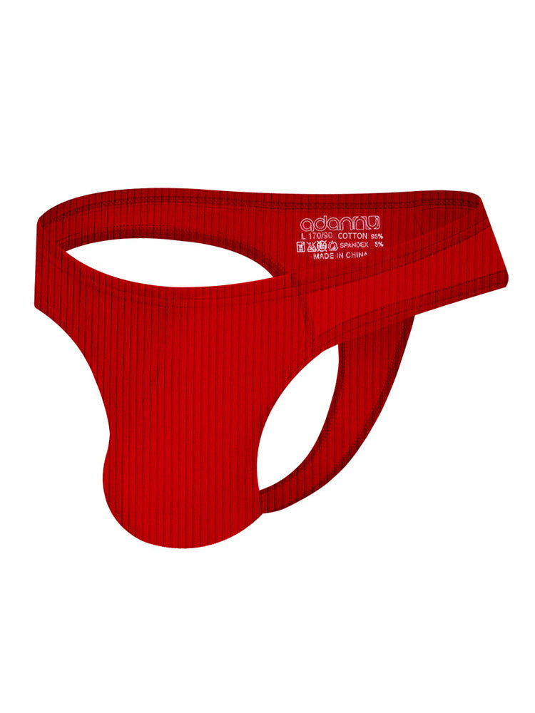 2-pack Men's Ribbed Low-rise Solid Color Thong
