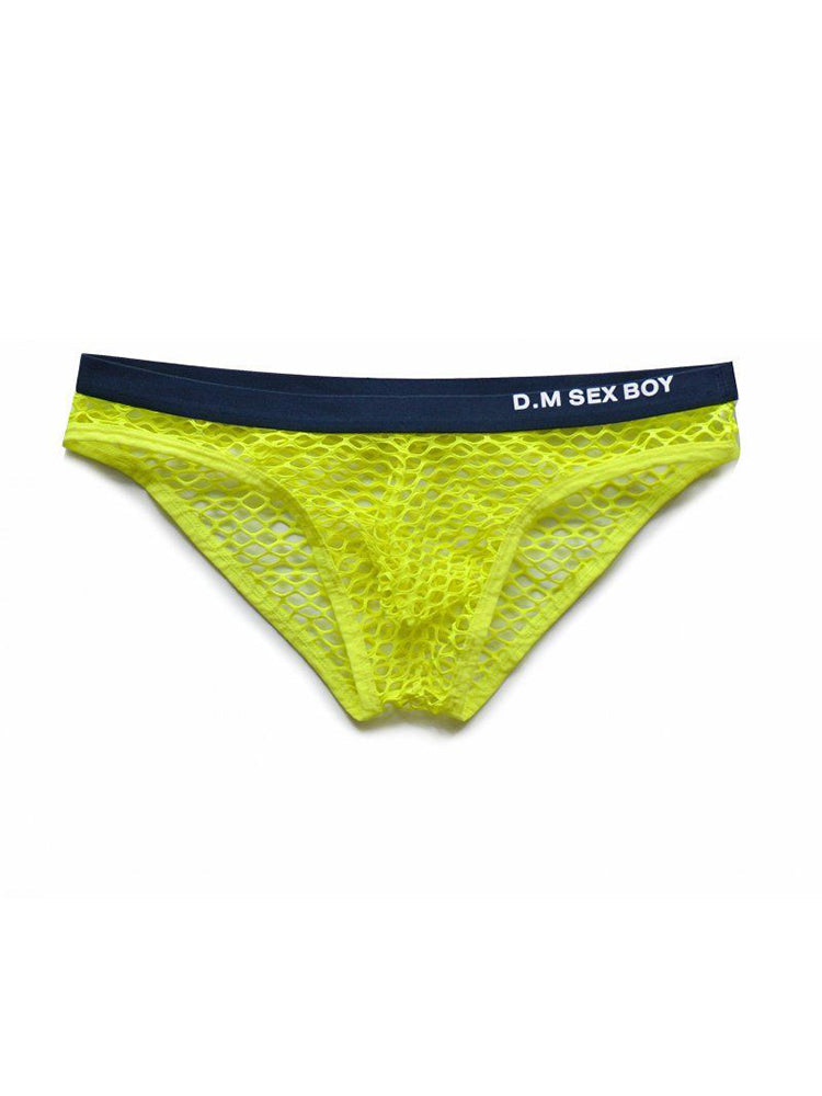 3 Pack Men's Low-Waist Sexy Big Mesh Breathable Transparent Sports Briefs