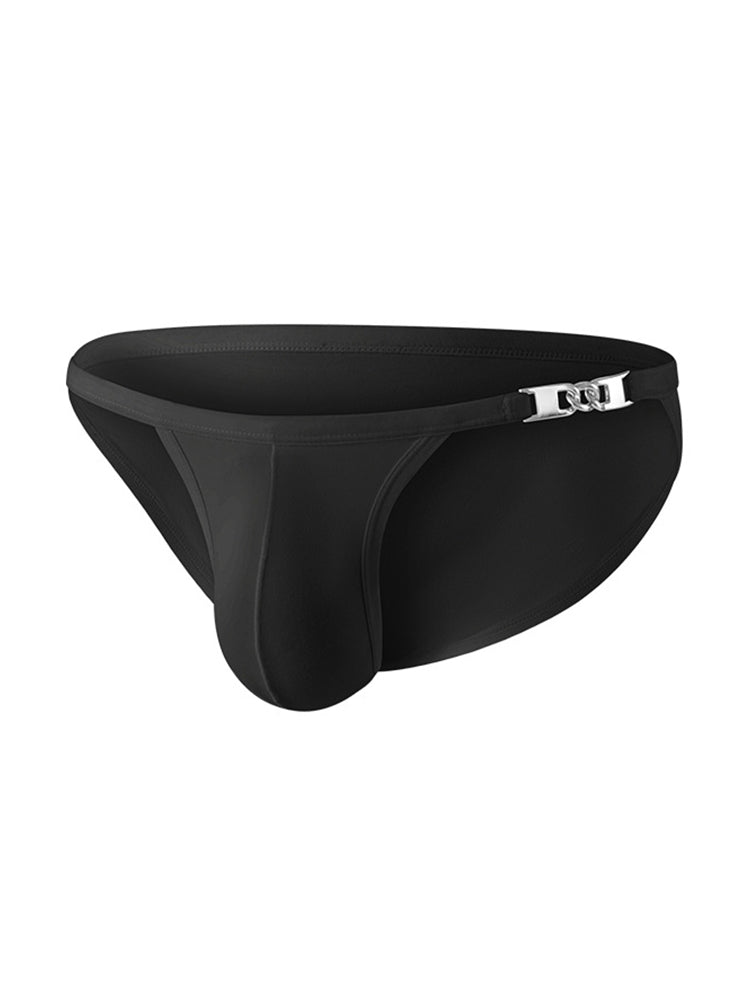 2 Pack Men's U-Shaped Pouch Low-Rise Metal-Clasp Thin Briefs