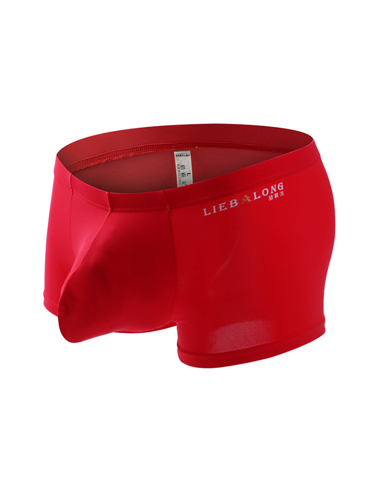 3 Pack Men's Breathable Ice Silk Double-Layered Big Pouch Sexy Boxer Briefs