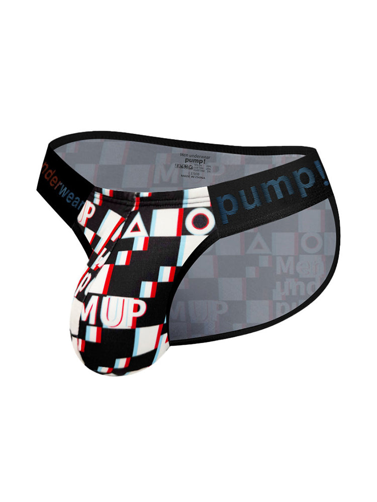 2 Pack Men's Breathable Alphabet-Print Expanded Pouch Briefs