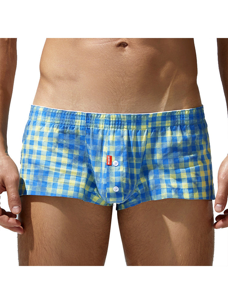 Men's Low-Rise Plaid Sexy Pouch Boxers