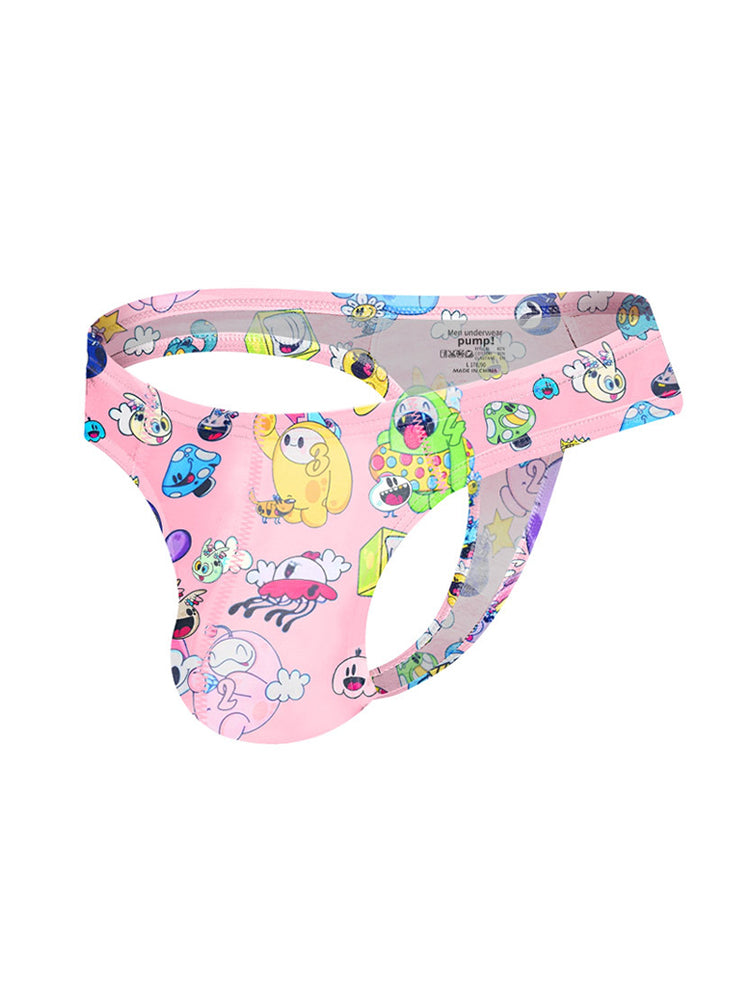 2 Pack Men's Low-Rise Sexy Print Thong