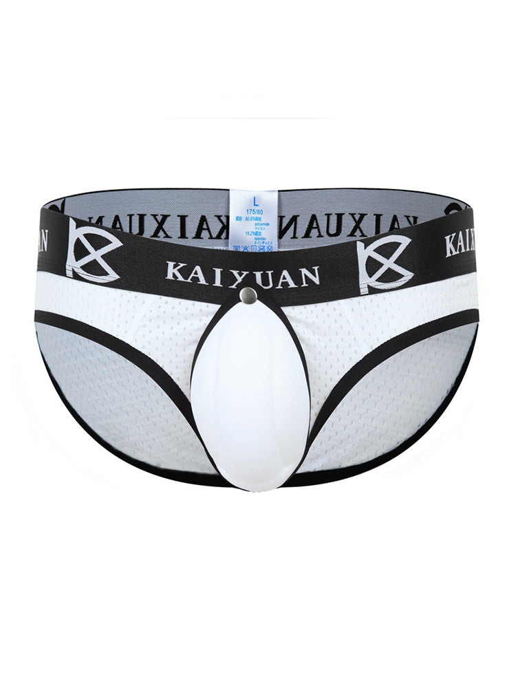 2 Pack Men's Sexy Mesh Front Opening Sponge Coaster Briefs