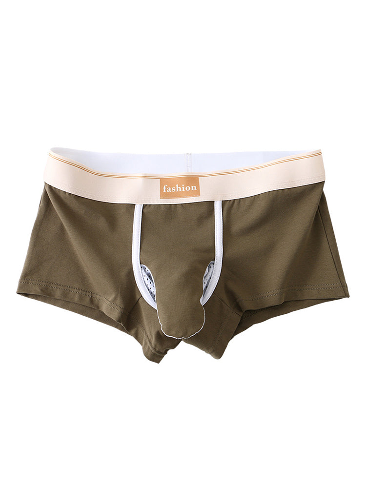 3 Pack Men's Elephant Trunk Separate Cotton Sexy Mid-Rise Solid Color Trunks