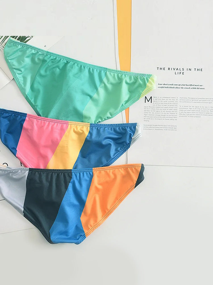 2 Pack Men's Low-Rise Color-Blocking Bikini