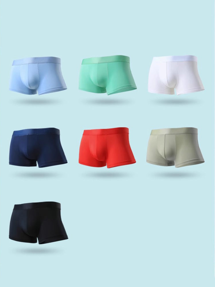 3 Pack Men's Ultra-thin Ice Silk Seamless Solid Trunks