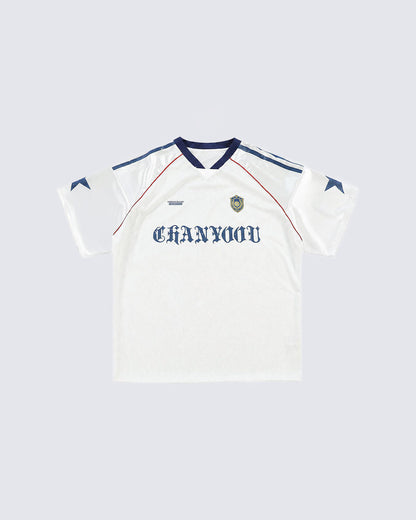 Y2K Star Patch Mesh Football Jersey Tee New