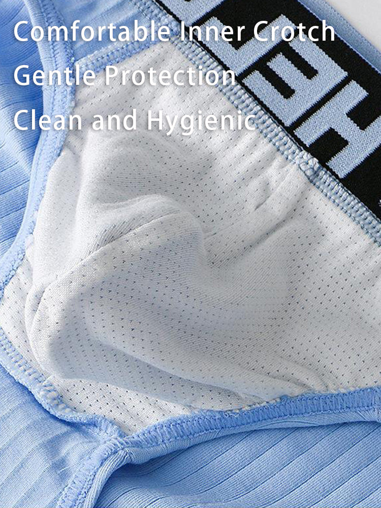 Men's Cotton Ribbed Breathable Briefs with 3D Pouch