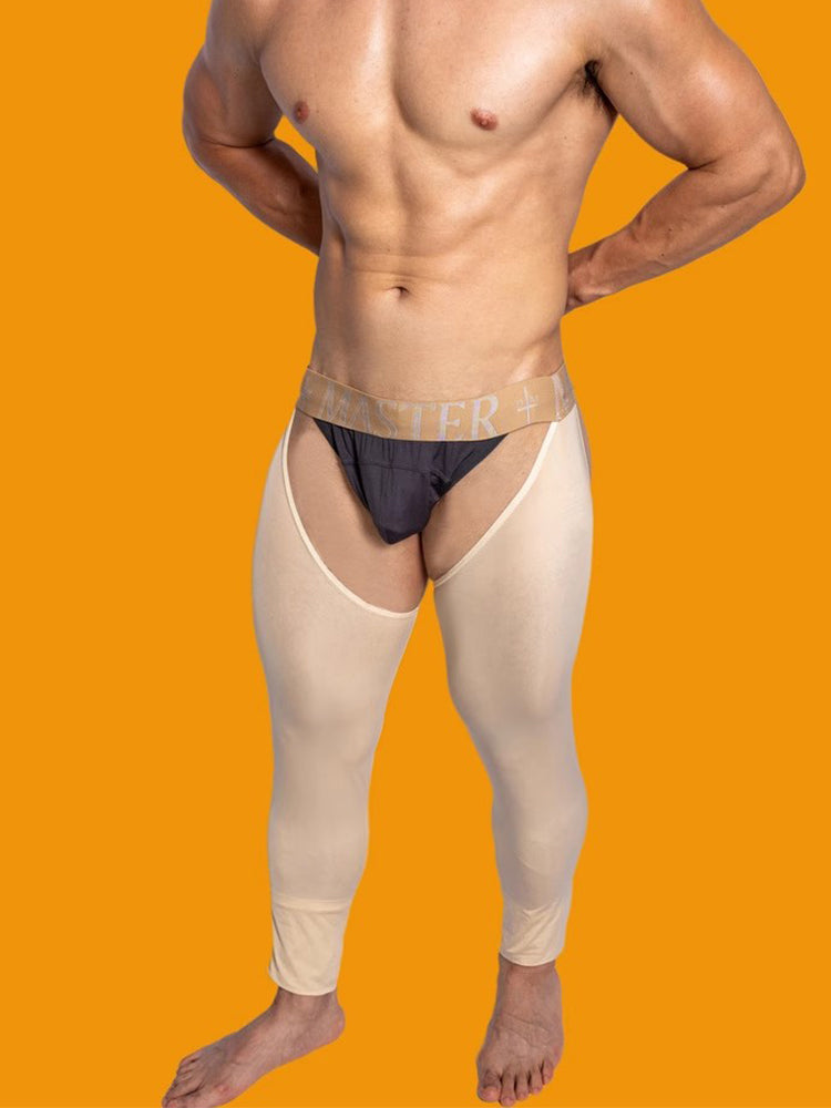 Men's Low-Waist Sexy Hollow Silk-Smooth Semi-Transparent Thermal Pants