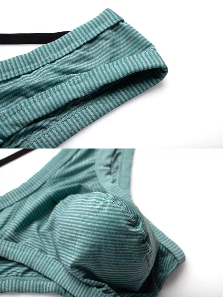 2 Pack Men's Low Rise Back Hollow 3D U-convex Large Pouch T-Back Briefs