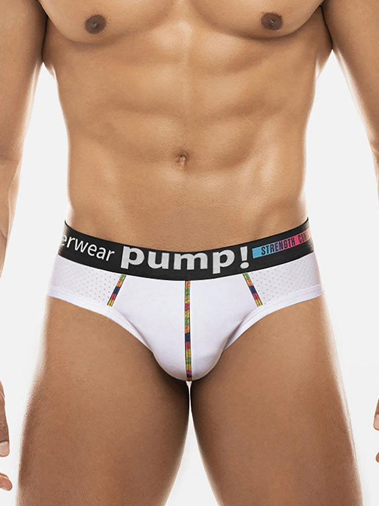 Men's Mesh Briefs With Colorful Spliced Lines