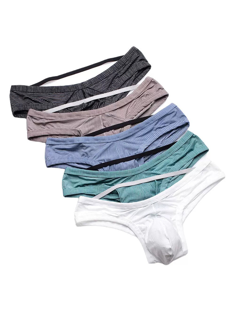 2 Pack Men's Low Rise Back Hollow 3D U-convex Large Pouch T-Back Briefs