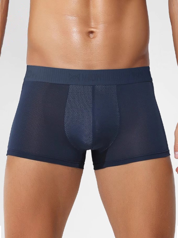 3 Pack Men's Ultra-thin Ice Silk Seamless Solid Trunks