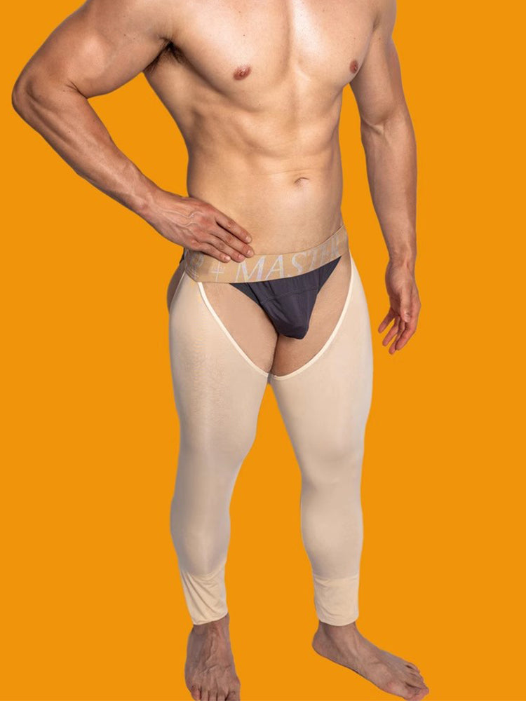 Men's Low-Waist Sexy Hollow Silk-Smooth Semi-Transparent Thermal Pants