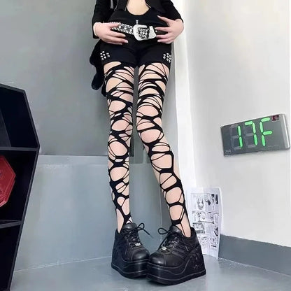 Gothic Punk Ripped Fishnet