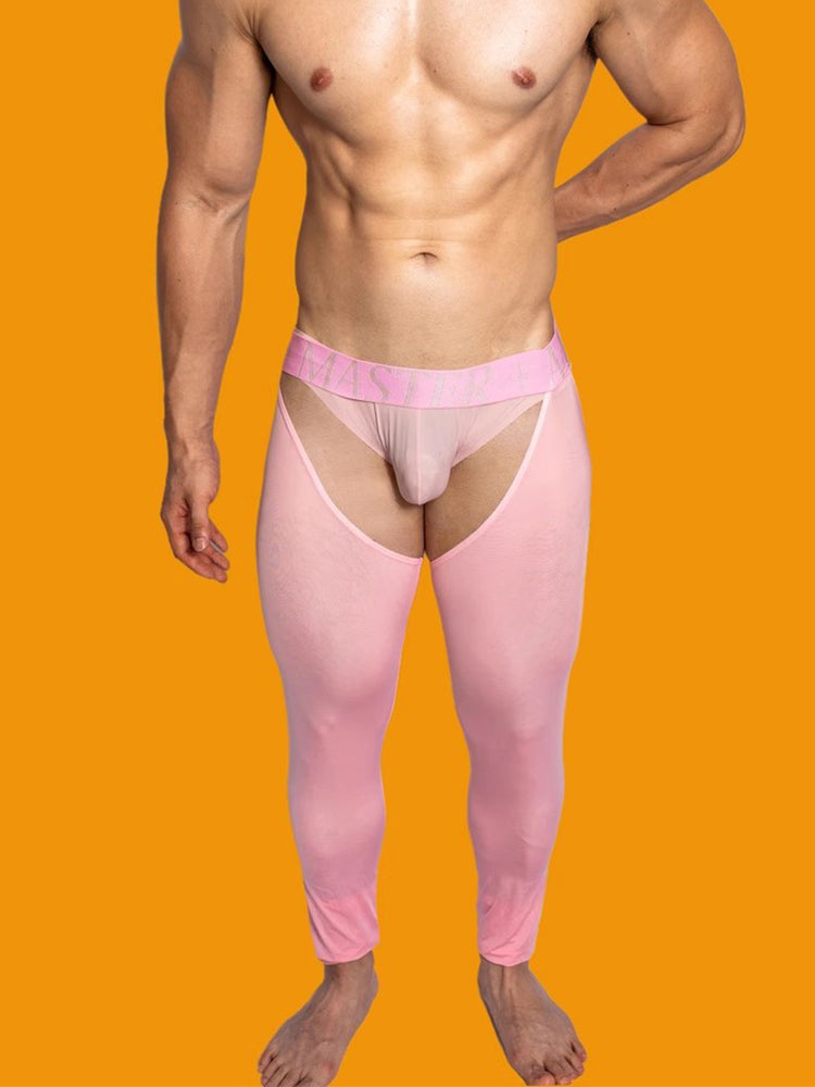 Men's Low-Waist Sexy Hollow Silk-Smooth Semi-Transparent Thermal Pants