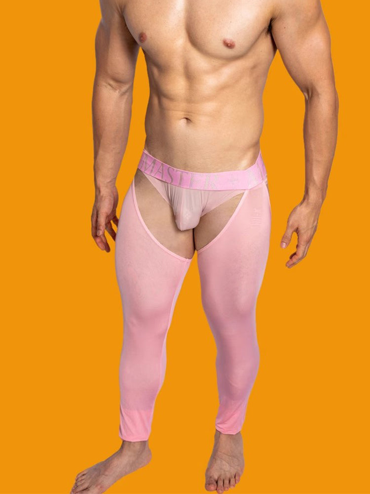 Men's Low-Waist Sexy Hollow Silk-Smooth Semi-Transparent Thermal Pants