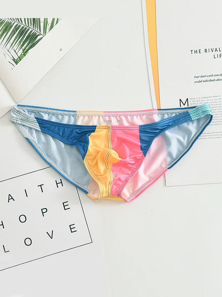 2 Pack Men's Low-Rise Color-Blocking Bikini