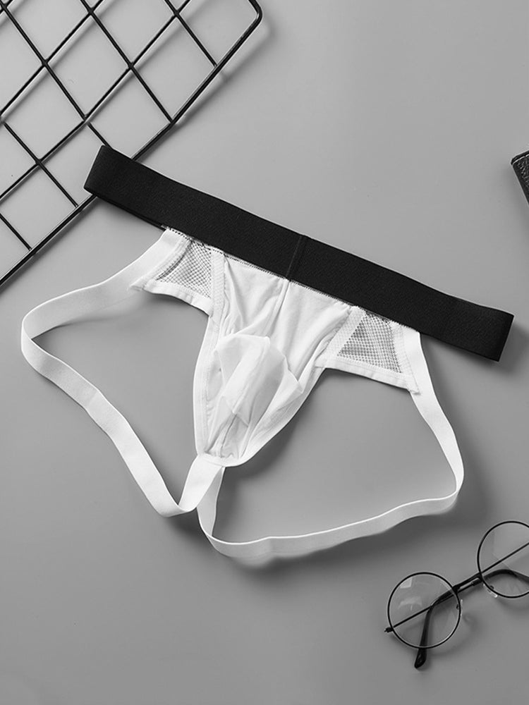 2 Pack Men's Low-Rise Ice Silk Breathable Mesh Jockstrap