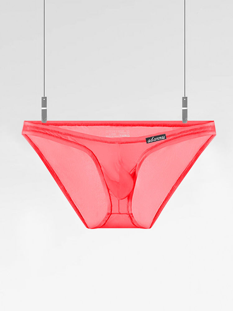 Men's Sheer Low-Rise Bikini with Contoured Pouch