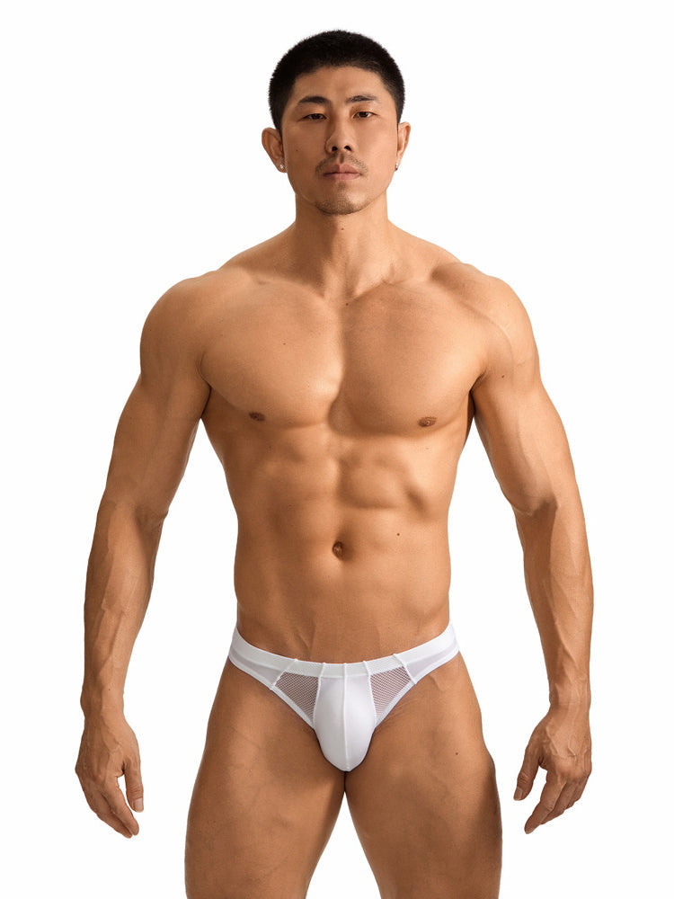 2 Pack Men's Sheer Mesh Low-Rise Sexy Ice Silk Briefs