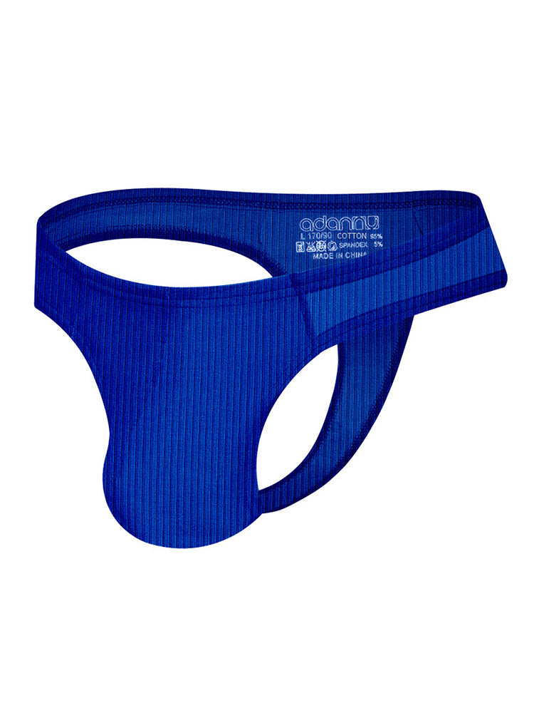 2-pack Men's Ribbed Low-rise Solid Color Thong
