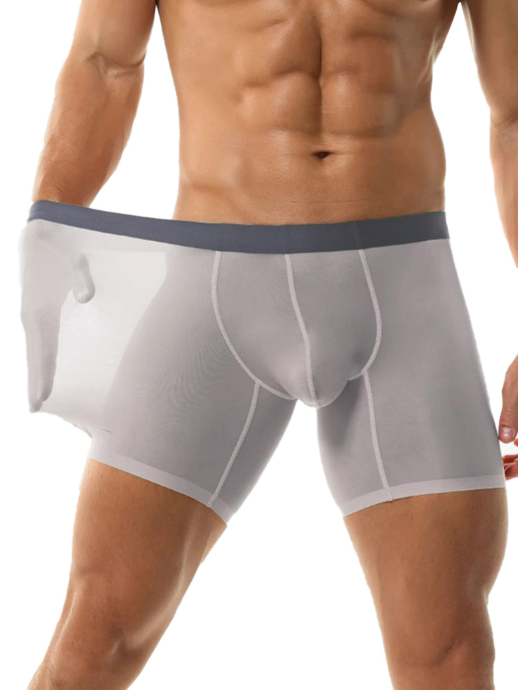 3 Pack Men's Ice Silk Athletic Long Boxer Briefs