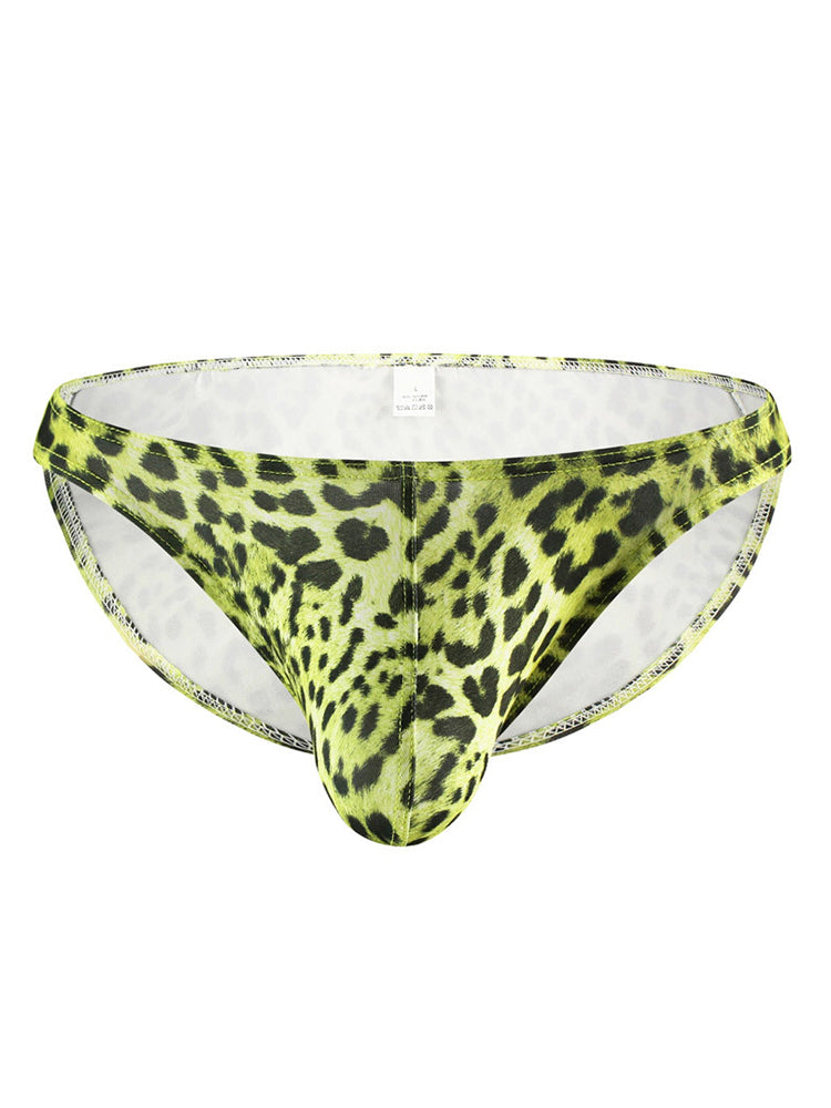 4 Pack Men's U-Convex Leopard Print Nylon Bikini