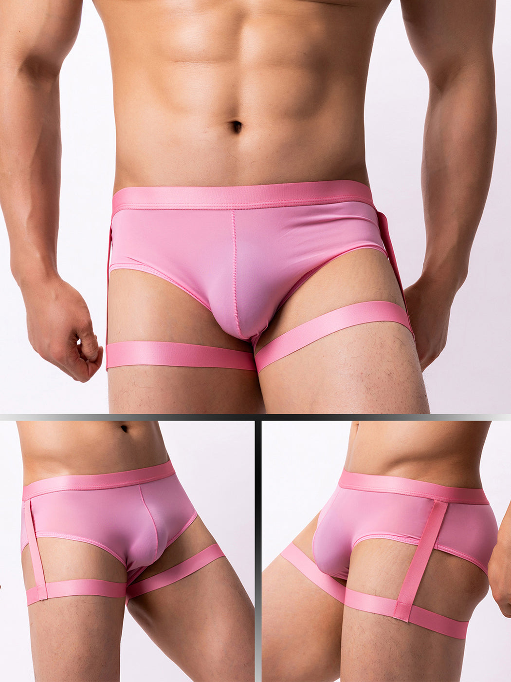Men’s Sexy Solid Color Suspender Briefs