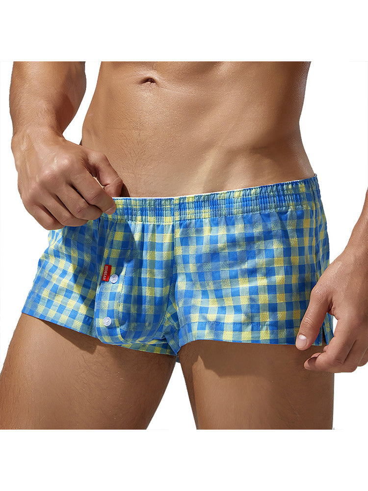 Men's Low-Rise Plaid Sexy Pouch Boxers