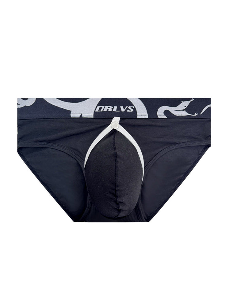 2 Pack Men's Detachable Pouch Open-Crotch Breathable Modal Soft Briefs