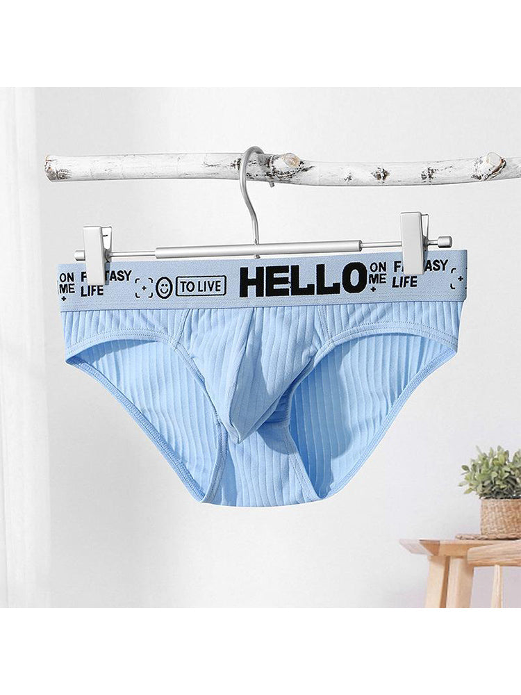 Men's Cotton Ribbed Breathable Briefs with 3D Pouch
