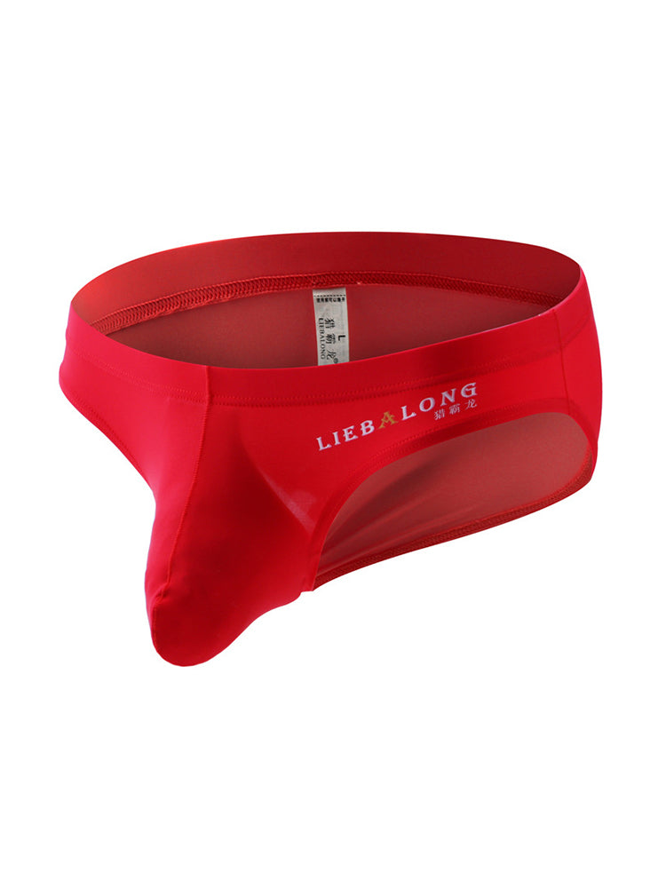 3 Packs of Men's Ice Silk Seamless Convex Pouch Briefs