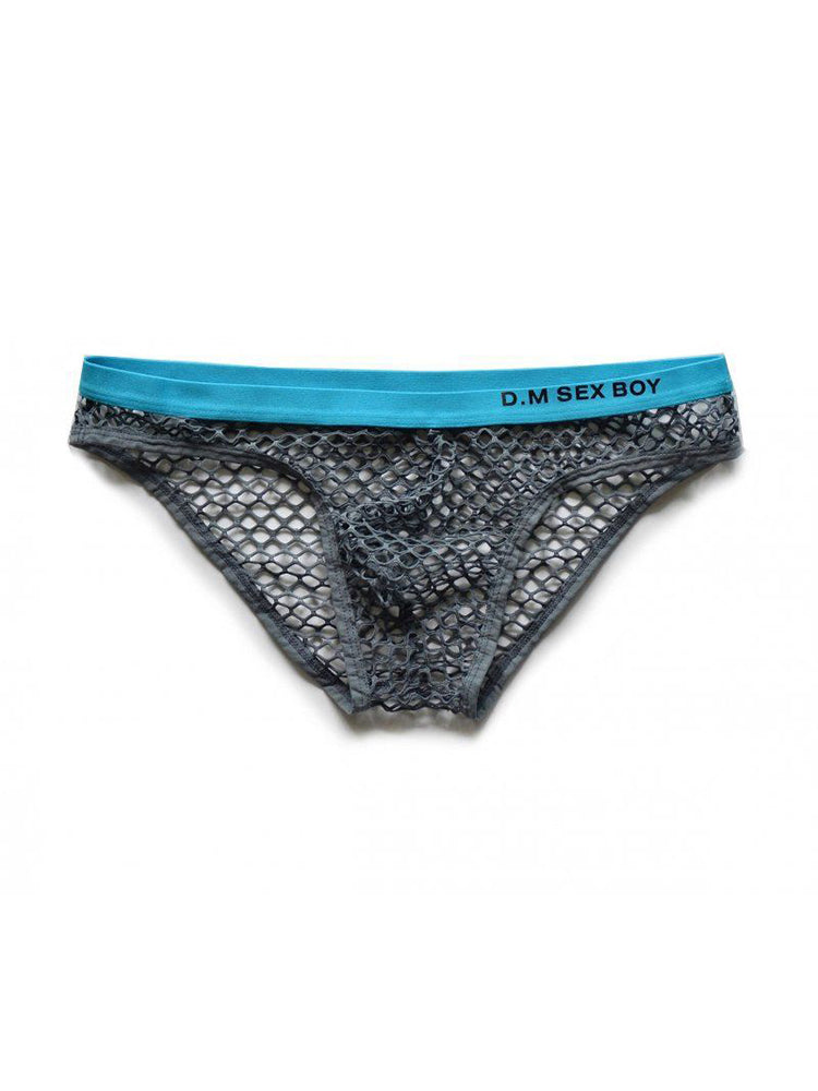 3 Pack Men's Low-Waist Sexy Big Mesh Breathable Transparent Sports Briefs