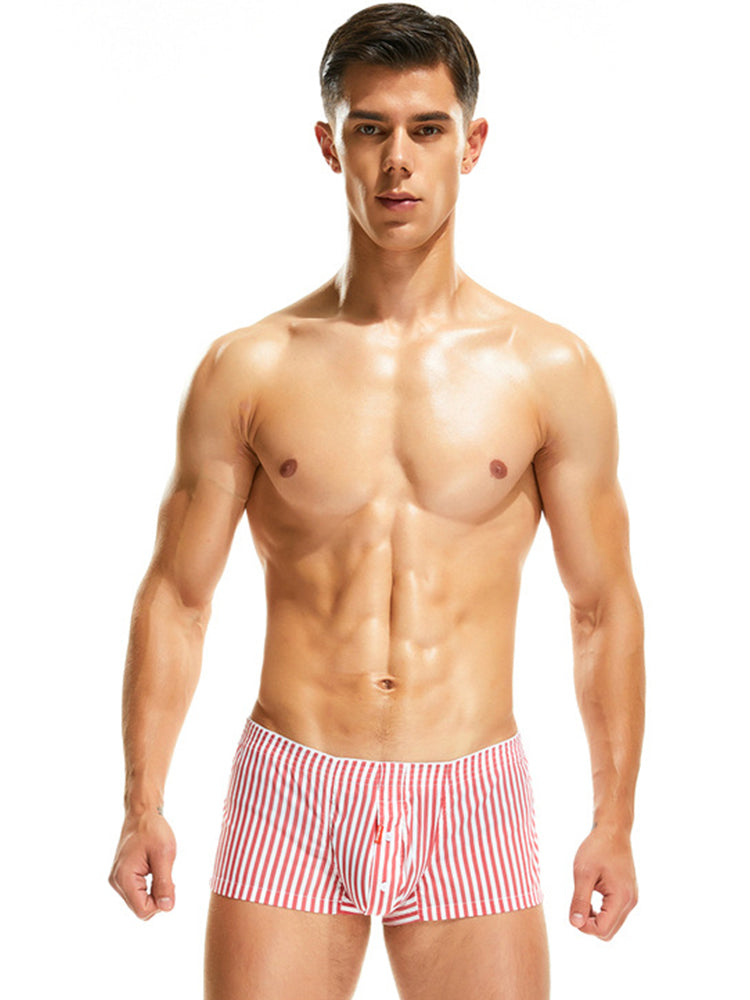 2 Pack Men’s Classic Striped Trunks with Button Fly
