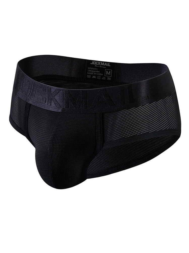 Men's Solid Color Mesh Breathable Sports Fitness Briefs