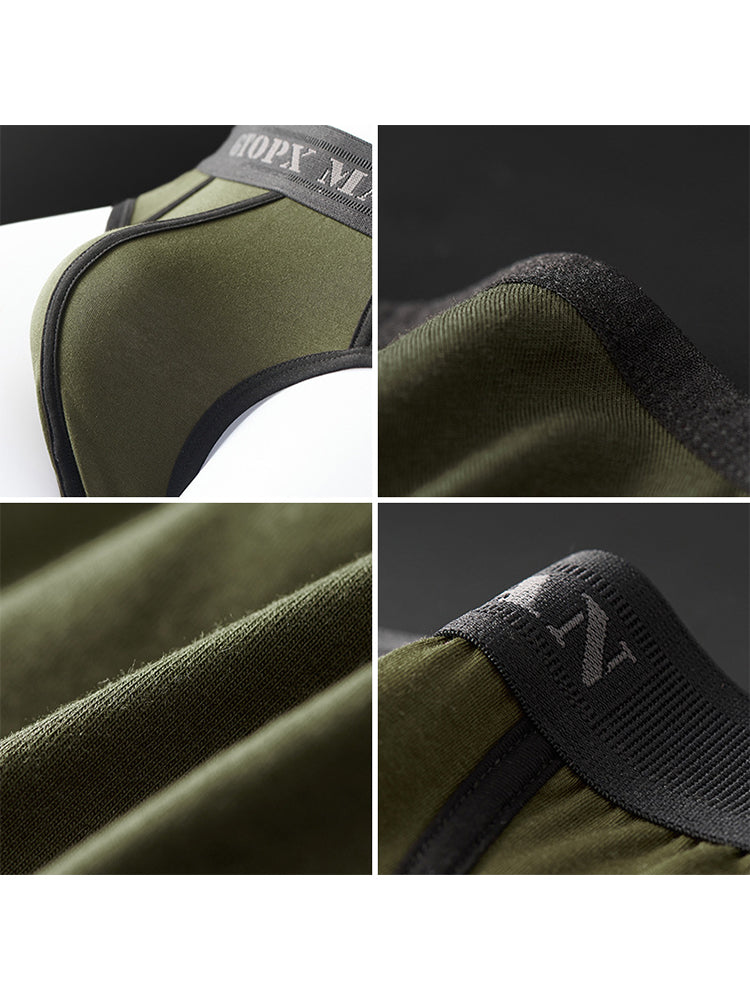 Men’s Spliced Lines U Convex Pouch Cotton Briefs