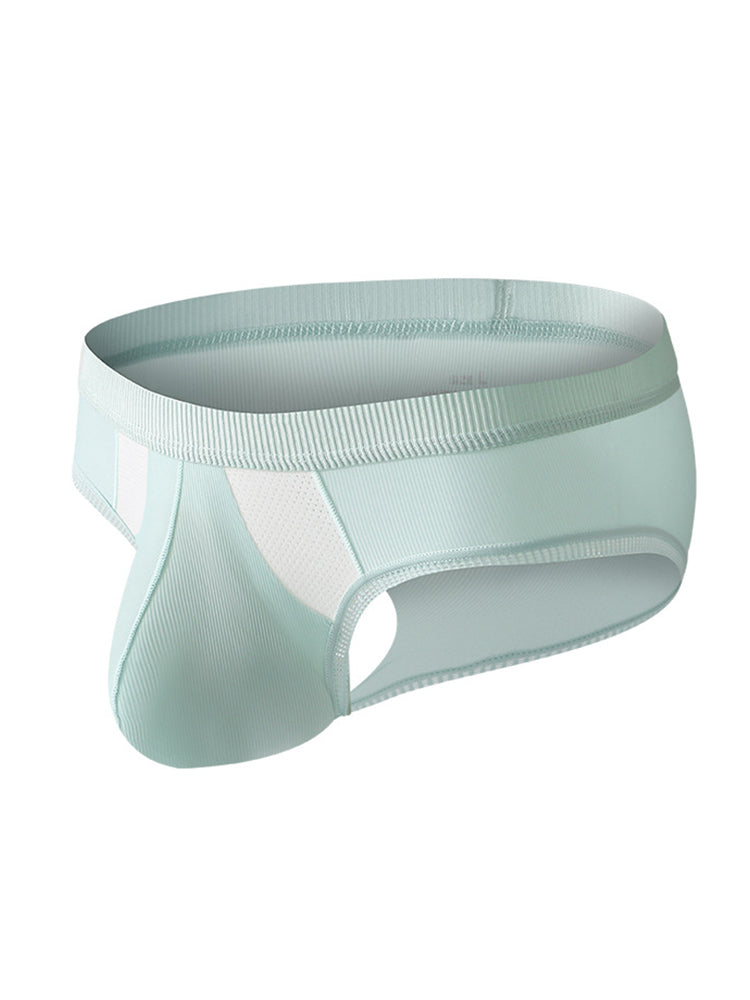 3 Pack Men's Low-Rise Ice Silk High-Stretch U-Convex Large Pouch Briefs