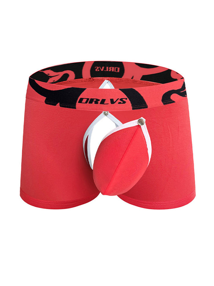 Men's Detachable Pouch Easy-Access Open Fly Modal Split-Crotch Boxers Briefs