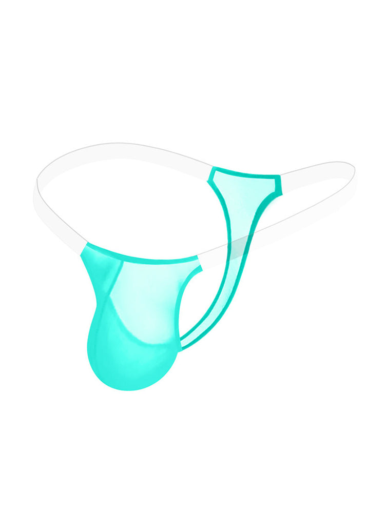 2 Pack Men's Sexy Seamless Semi-Transparent Thong & Strings