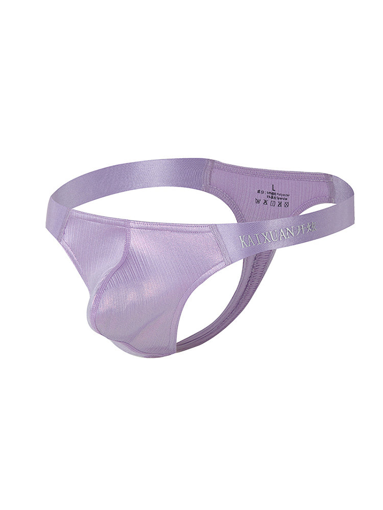 3 Pack Men's Low Waist Transparent Sexy Large Pouch Ice Silk Thong