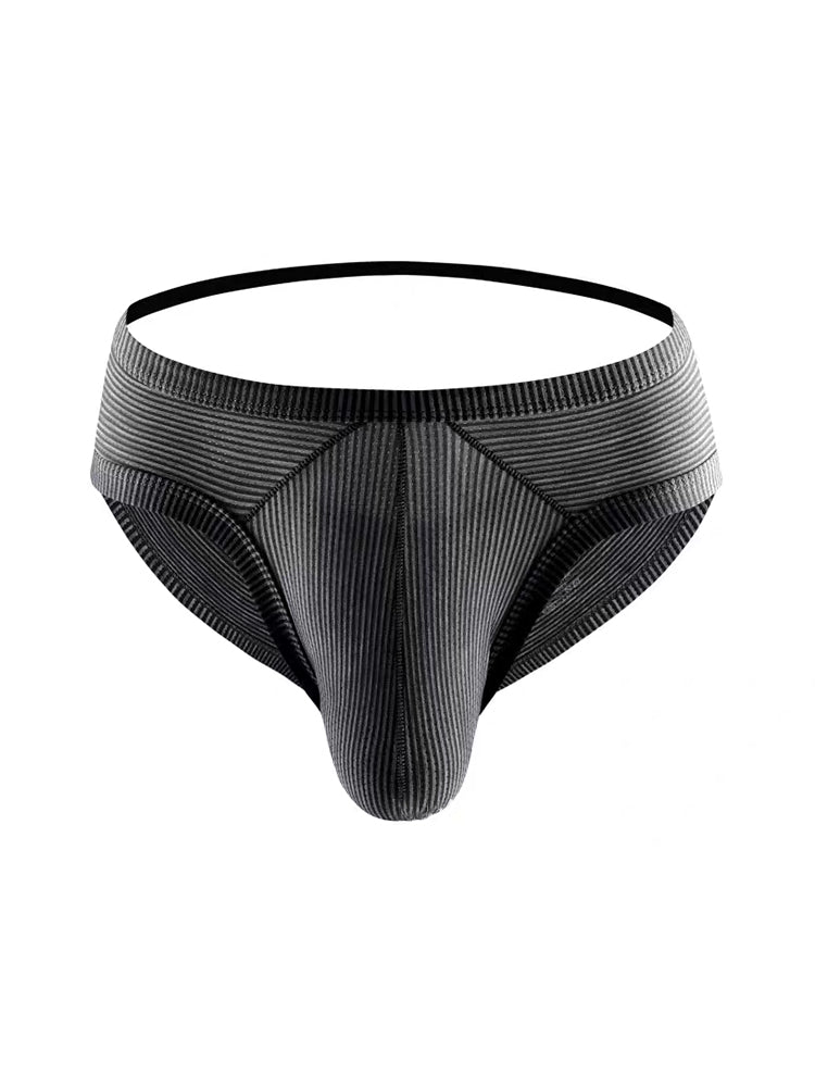 2 Pack Men's Low Rise Back Hollow 3D U-convex Large Pouch T-Back Briefs