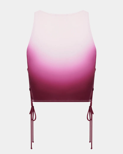 Lace Up Crop Top Pink Gradient