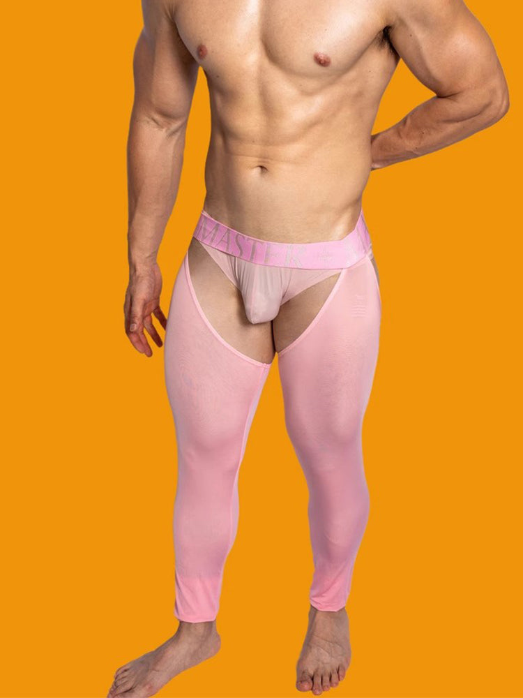 Men's Low-Waist Sexy Hollow Silk-Smooth Semi-Transparent Thermal Pants