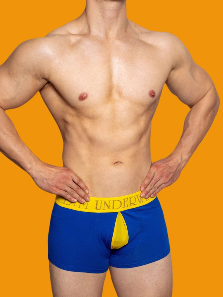 2 Pack Men's Mesh Transparent Open-Cut Cotton Mesh Trunks